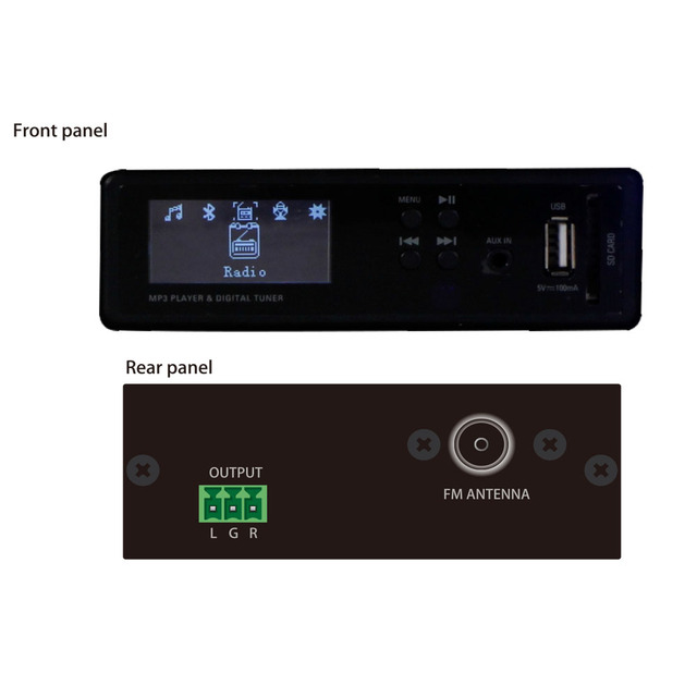 Professional Blue Tooth Media Player With FM/ USB / SD Fit with MPRO Series Amplifier or 3pcs Right Fit Into Mplayer R Deck