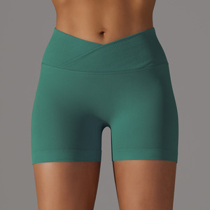 Shorts de cyclisme côtelés sans coutures pour femmes, avec fronces à l'arrière pour le contrôle du ventre et des fesses, sans effet camel toe, extensibles, pour le Pilates et la course à pied - Product Image 3