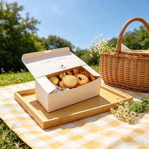 Boîtes à pâtisserie mates personnalisées OEM/ODM, emballages jetables pour <span class=keywords><strong>boulangerie</strong></span> avec cordon rouge et fermeture à bouton - Product Image 3