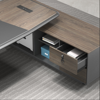 Bureau de direction moderne de luxe en forme de L avec table d'appoint Nouveau modèle de bureau et table de direction en bois massif