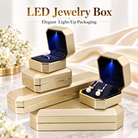 Boîte d'emballage cadeau de luxe JMjermyn en gros pour bijoux, avec lumière LED, taille personnalisable, logo, finition plastique et caoutchouc, fermeture à couvercle