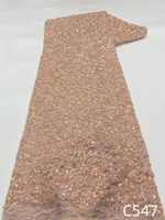 NI.AI Nouveau design Tissu en dentelle à sequins brillants, Tissu en dentelle à grandes paillettes, Tissu en dentelle pour robe de mariée avec sequins