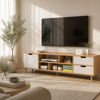 Meuble TV et Table Basse Combinés, Meuble TV Moderne et Simple pour Salon et Chambre