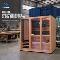 Sauna moderne extérieur avec douche intégrée, cabine de bien-être en bois massif, chauffage électrique, pré-assemblage, support usine