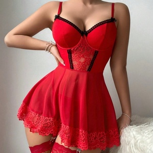 New Fashion Embroidered Short Skirt Lingerie <b>Set</b> <b>Sexy</b> Solid Color Women's Underwear <b>Set</b> - Product Image 3