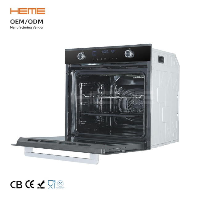 HEME Built-in Multi Turbo Oven OEM Manufacturer 74L 3 Glasses Multi Function 60 cm Black Touch Control Oven air Fryer Built in