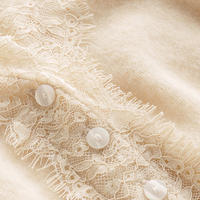 Cardigan en cachemire personnalisé, col en V, boutons en dentelle, cardigan en laine pour femme, printemps