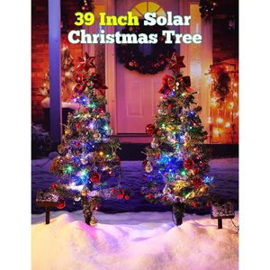 Solar Christmas Tree Lights 100LED Multicolor Waterproof <b>Outdoor</b> Decoration With Xmas Ball And Red Berry <b>Timer</b> Control - Product Image 6