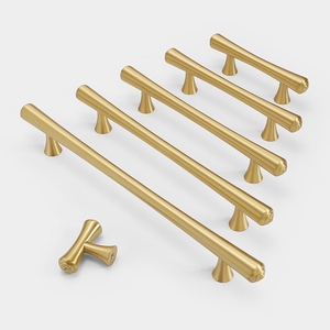 Poignées de meubles de <span class=keywords><strong>cuisine</strong></span> et tiroirs modernes en laiton doré massif de haute qualité, modèle CHIEN 6656, type T-Bar - Product Image 1