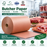 Rouleau de papier boucher biodégradable, écologique, résistant à l'humidité, rose, brun, blanc, avec logo personnalisé imprimé, pour fumer la viande et les aliments