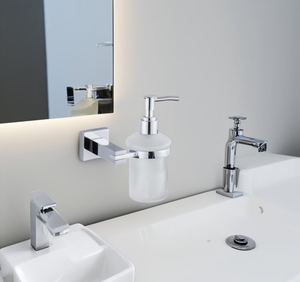 Dispenser di <span class=keywords><strong>Sapone</strong></span> Liquido Schiumogeno di Lusso in Vetro con Finitura Cromata da Parete, Design Moderno per Hotel, Bagni e Scuole, Garanzia di 3 Anni - Product Image 2