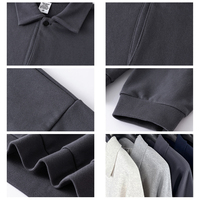 Camiseta de Manga Larga con Cuello Alto, Color Sólido, Estilo Moderno, 445GSM, Tejido Grueso, Estilo Old Money, para Hombre
