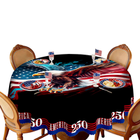 Nappe en polyester noir de haute qualité avec motif d'aigle et drapeau américain pour salon et fêtes, durable