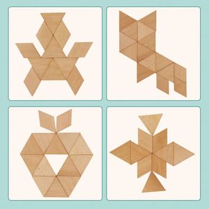 Juguete de Viaje para Niños Pequeños, Rompecabezas Tangram de Madera de Haya para Educación Temprana, Aprendizaje Preescolar de Geometría - Product Image 5