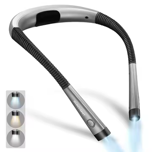 Lampe de lecture pour les yeux, 3 couleurs, luminosité réglable, col flexible, lampe de lecture LED rechargeable pour le cou - Product Image 2