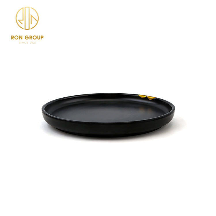 Vietcraft Vn Black Melamine Dinner Plates Lip Shaped Plates