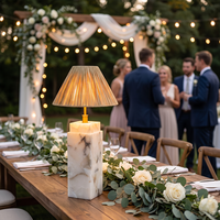 Lampe de table colonne en marbre espagnol personnalisée en usine, ampoule LED rechargeable, batterie 5000 mAh, lampe de bureau LED pour événements, mariages et banquets