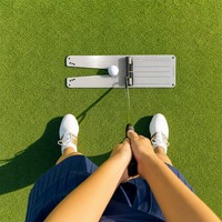 SwingPerefect Miroir de putting double face en acier pour le golf, 17 pouces (44 cm), avec alignement gravé au laser, aide à l'entraînement pour la ligne de départ à 3 voies, 380g