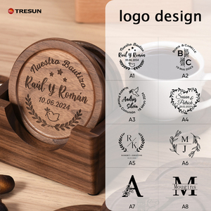 Custom Logo Wooden <b>Coaster</b> Engraving Factory Supply Round Square Cup Mats & Pads for Coffee Tea Bar Home Office - Product Image 4