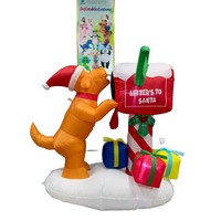 Décoration de Noël Lumineuse : Chien Grimpant sur Boîte aux Lettres – Ornement Extérieur Attrayant et Amusant – Décoration de Noël Gonflable