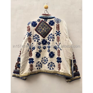 Indian Most Trending Handmade Suzani Embroidery Velvet <b>Quilted</b> Winter <b>Jacket</b> <b>Women</b> Regular Bohemian Style <b>Lightweight</b> Organic - Product Image 5