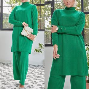 SIPO 2023 EID Muslim Islamic Crew Neck Woolen Fabric Long Sleeve Islamic Two Piece <b>Pants</b> Woolen Hoodie Women <b>Modest</b> - Product Image 5