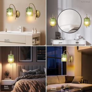 Lampe murale LED moderne et simple en fer, ciel étoilé intérieur, chrome doré, décorative, base E26, rotative, à intensité variable - Product Image 4