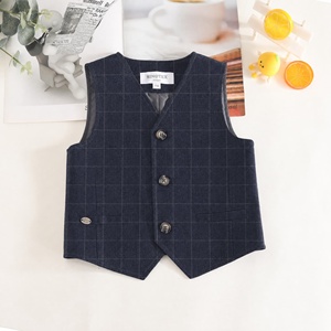 <span class=keywords><strong>Gilet</strong></span> simple <span class=keywords><strong>en</strong></span> mélange de <span class=keywords><strong>laine</strong></span> à carreaux pour garçons - Product Image 2
