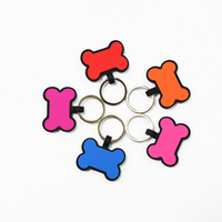 Targhette per cani in silicone a forma di osso piccolo, 10 colori brillanti, incisione personalizzata, nome dell'animale, in lega di zinco, motivo solido, semplici