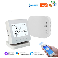 Termostato Inteligente WiFi RF433 para Calefacción con Receptor para Caldera de Gas, Control Remoto por Aplicación Tuya Life, Control por Voz con Alexa y Google