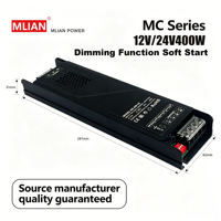 Alimentation électrique à découpage LED haute efficacité avec interrupteur DIP, 12V24V60W100W200W300W400W pour éclairage LED