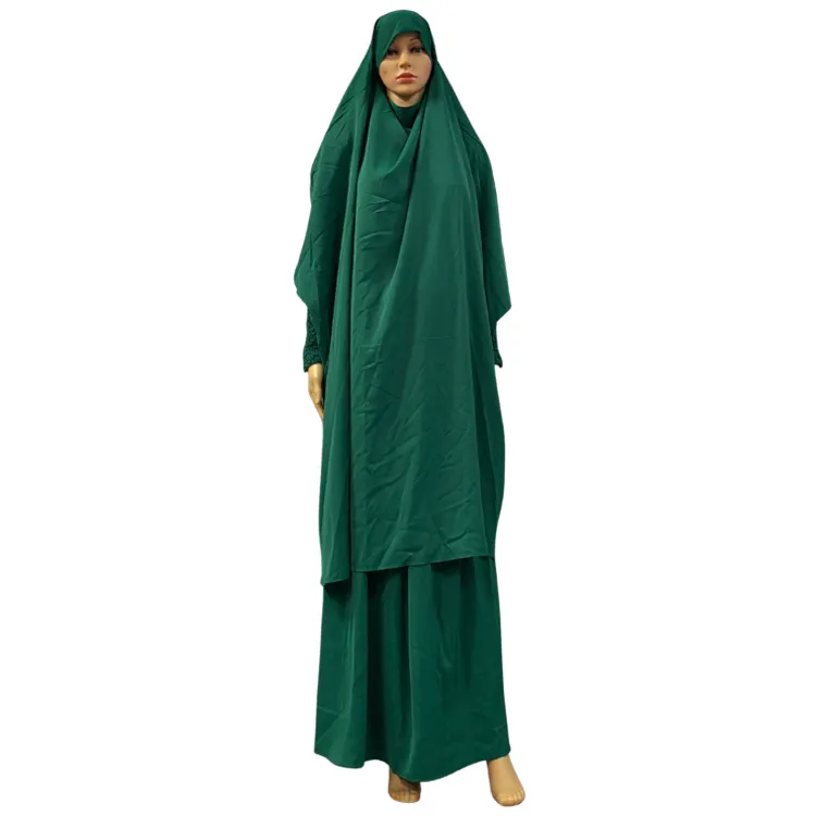 Yeni uzun başörtüsü khimar üst mütevazı Abaya elbise Set geleneksel islam giyim 2 adet müslüman etnik kadınlar için namaz Abaya robe