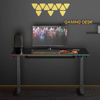 Bureau de jeu électrique multifonctionnel à double moteur RGB, bureau de jeu moderne réglable en hauteur, table d'ordinateur ergonomique à levage électrique