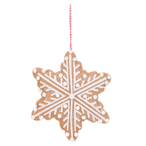Adorno de copo de nieve de jengibre marrón de tela para colgar, decoración para árbol de Navidad, ventana, exhibición minorista de invierno, venta al por mayor - Product Image 1