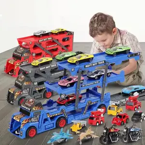 Ejection Container Truck Animal Dinosaur Car Truck Toys Set Small MOQ Top Sell dinosaur car truck toys set for kids