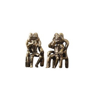 Ornamen Meja Kantor Kecil Katak Mini Duduk di Kursi Minum Teh Dekorasi Meja Rumah Hiasan Meja Teh untuk Hadiah - Product Image 5