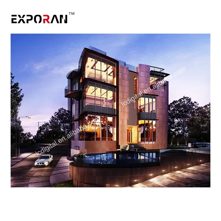 3D rendering of single villa effect drawing of residential building luxury villa design 3d image render