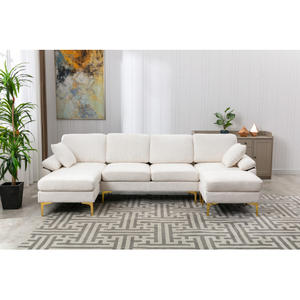 Sofá Esquinero de Tela COOLMORE Blanco para Sala de Estar Muebles en Forma de L Tapizado para Apartamento Estilo Nórdico Moderno Nuevo Modelo - Product Image 6