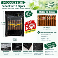 Pochette de cave à cigares de voyage de qualité supérieure avec pack d'humidité Boveda 69% Ziplock de fenêtre transparente étanche à l'air pour cigare 8-10Sticks