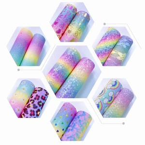 Échantillon gratuit 14 feuilles/paquet Format A4 Paillettes imprimées arc-en-ciel pour la fabrication de coiffures de cheerleading, nœuds pour compétitions - Product Image 4