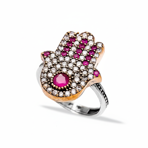 Authentic Hamsa Design for Women Wholesale Handcrafted Authentic Ruby Stone 925 Sterling <b>Silver</b> Jewelry <b>Ring</b> - Product Image 2