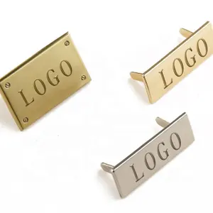 GRS-Etiquetas de logotipo de Metal personalizadas para Bolsos De Mujer, Hardware de bolso grabado, placa de logotipo de marca de Metal, venta al por mayor