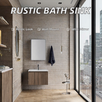 Meuble-lavabo moderne avec vasque et miroir mural en contreplaqué pour chambre, cuisine, salle à manger et petits espaces