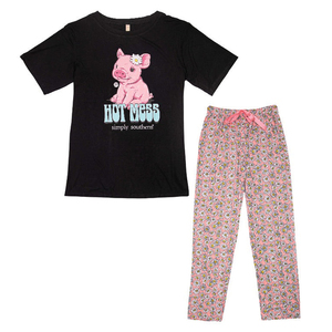 Ensemble <span class=keywords><strong>pyjama</strong></span> pour femme en tricot doux à imprimé <span class=keywords><strong>animal</strong></span> élégant, 2 pièces, haut et bas, <span class=keywords><strong>pyjama</strong></span>, fabrication en usine - Product Image 5