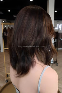Base brun foncé avec surbrillance <span class=keywords><strong>caramel</strong></span> légère vague cheveux humains Lace Top Transparent HD Lace Front 10-30 pouces HD Lace Front Wig - Product Image 3