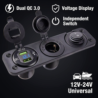Prise de courant étanche 3 trous pré-câblée de qualité marine avec chargeur USB à charge rapide QC3.0 12V/24V pour VR, bateau, camion, camping-car, SUV