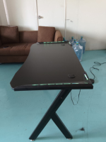 Table de bureau d'ordinateur PC en forme de Y réglable noir moderne avec porte-gobelet