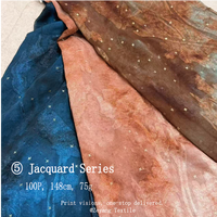 Tissu en Georgette de Chiffon Jacquard Floral 100% Polyester, Imprimé Tie-Dye Vintage avec Étoiles Dorées, pour Robe, Écharpe, Rideau et Décoration