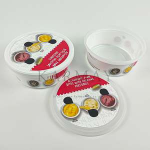 Envase redondo de PP para salsa con tapa de 98 mm, impresión digital, tazón para almacenamiento de alimentos para salsas - Product Image 3