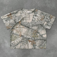 T-shirt camouflage arbre personnalisé 100% coton col rond coupe oversize courte et carrée délavé vintage effet acide imprimé numérique camouflage